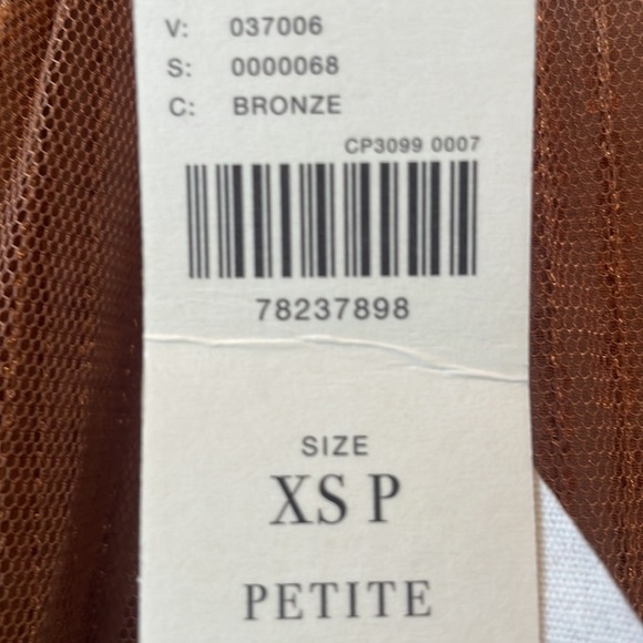 Anthropologie Bronze Sequin Blouse $130 Top XS Small Petite L/S Button Down NWT - Picture 12 of 12